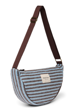 Gürteltasche Gestreifte Wolle | Hellblau / Braun