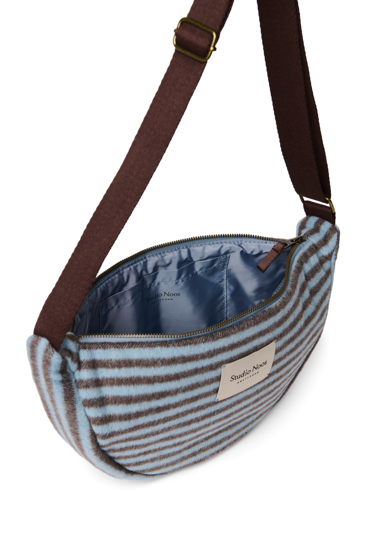 Gürteltasche Gestreifte Wolle | Hellblau / Braun
