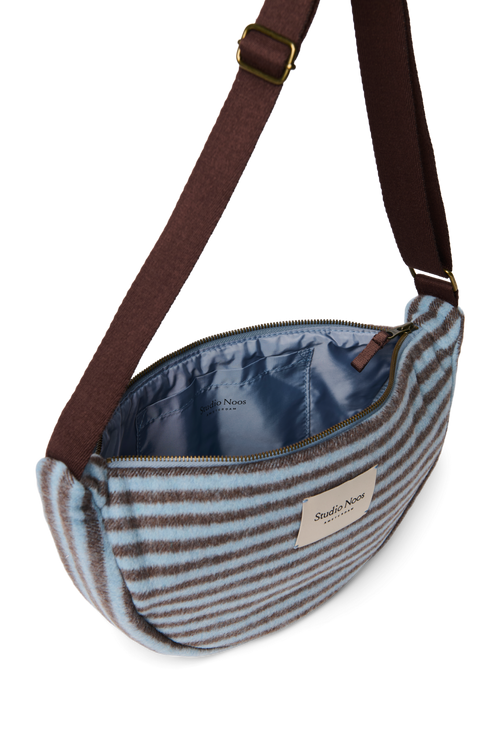 Gürteltasche Gestreifte Wolle | Hellblau / Braun