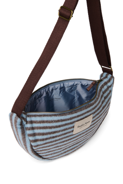 Gürteltasche Gestreifte Wolle | Hellblau / Braun