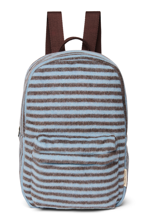 Stripy Wool Midi Rugzak | Lichtblauw / Bruin