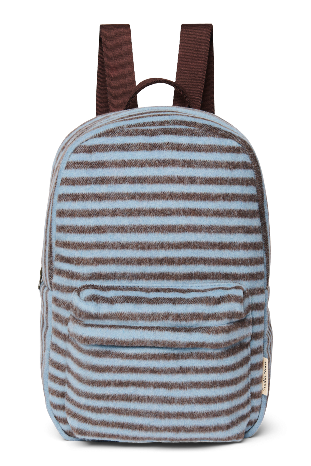Stripy Wool Midi Rugzak | Lichtblauw / Bruin