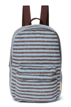 Stripy Wool Midi Rugzak | Lichtblauw / Bruin