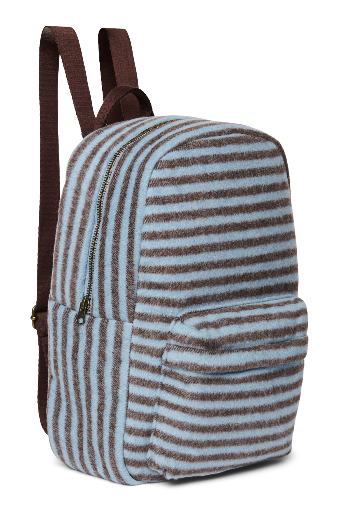 Stripy Wool Midi Rugzak | Lichtblauw / Bruin