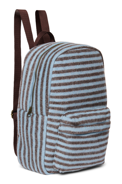 Stripy Wool Midi Rugzak | Lichtblauw / Bruin