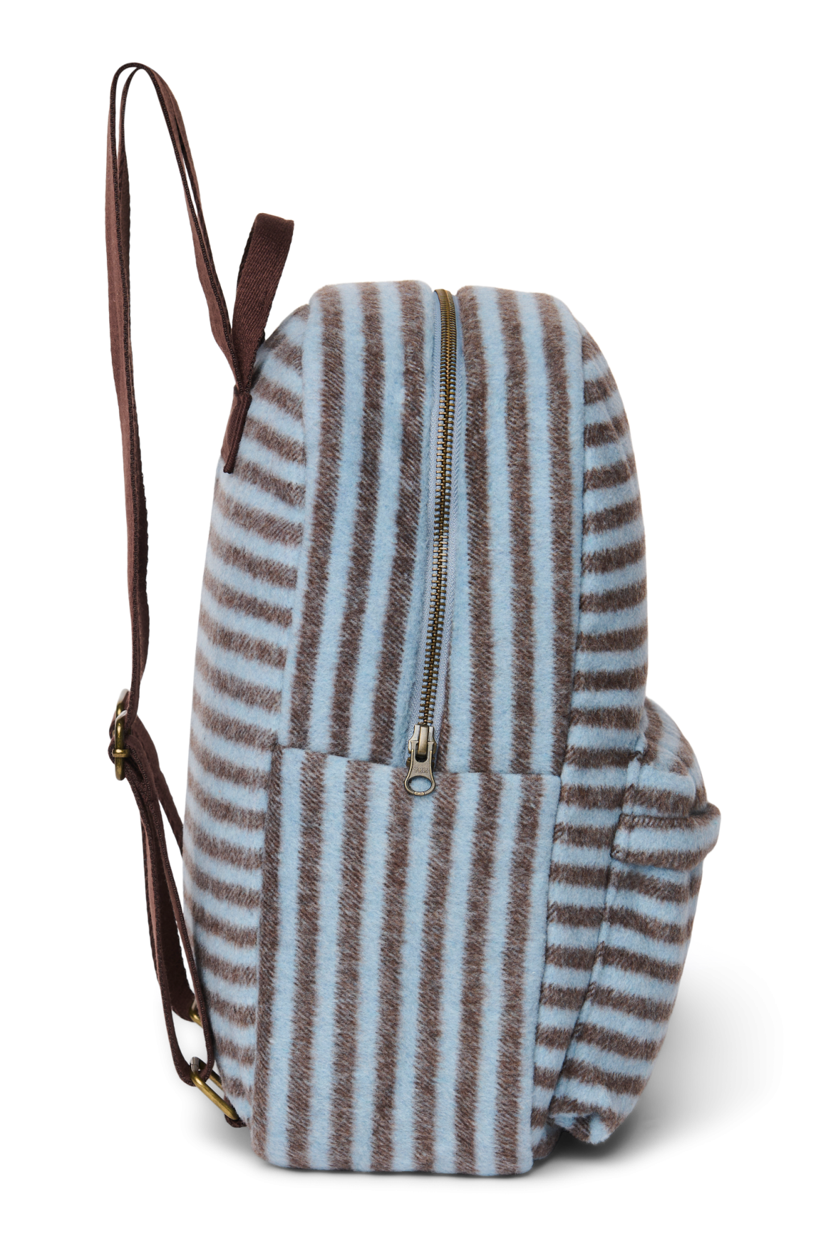 Stripy Wool Midi Rugzak | Lichtblauw / Bruin