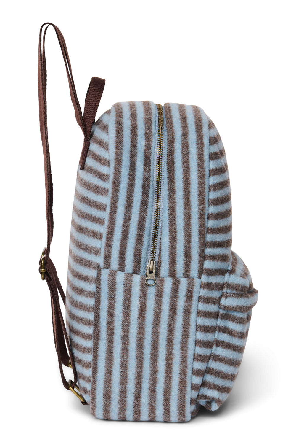 Stripy Wool Midi Rugzak | Lichtblauw / Bruin