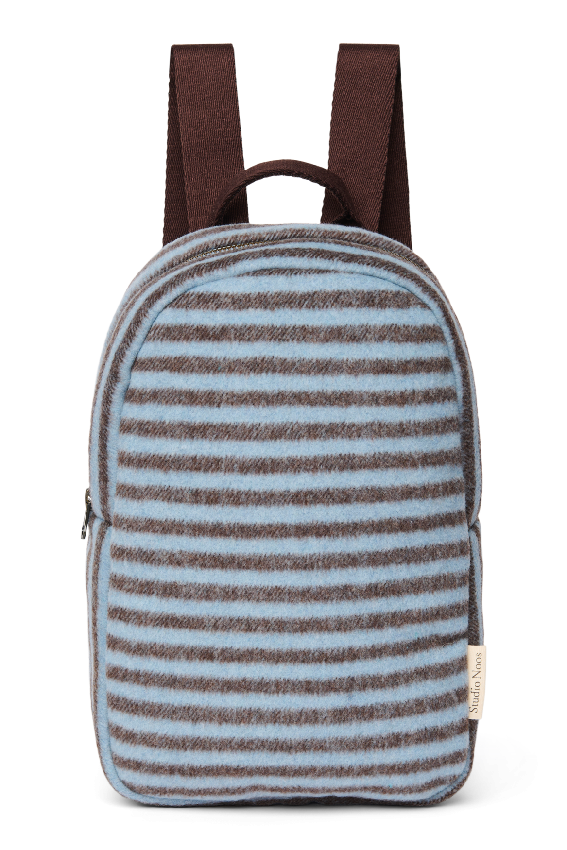 Stripy Wool Mini Backpack | Light Blue / Brown