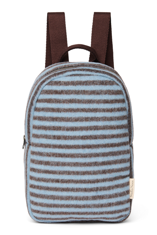 Mini-Rucksack Gestreifte Wolle | Hellblau / Braun