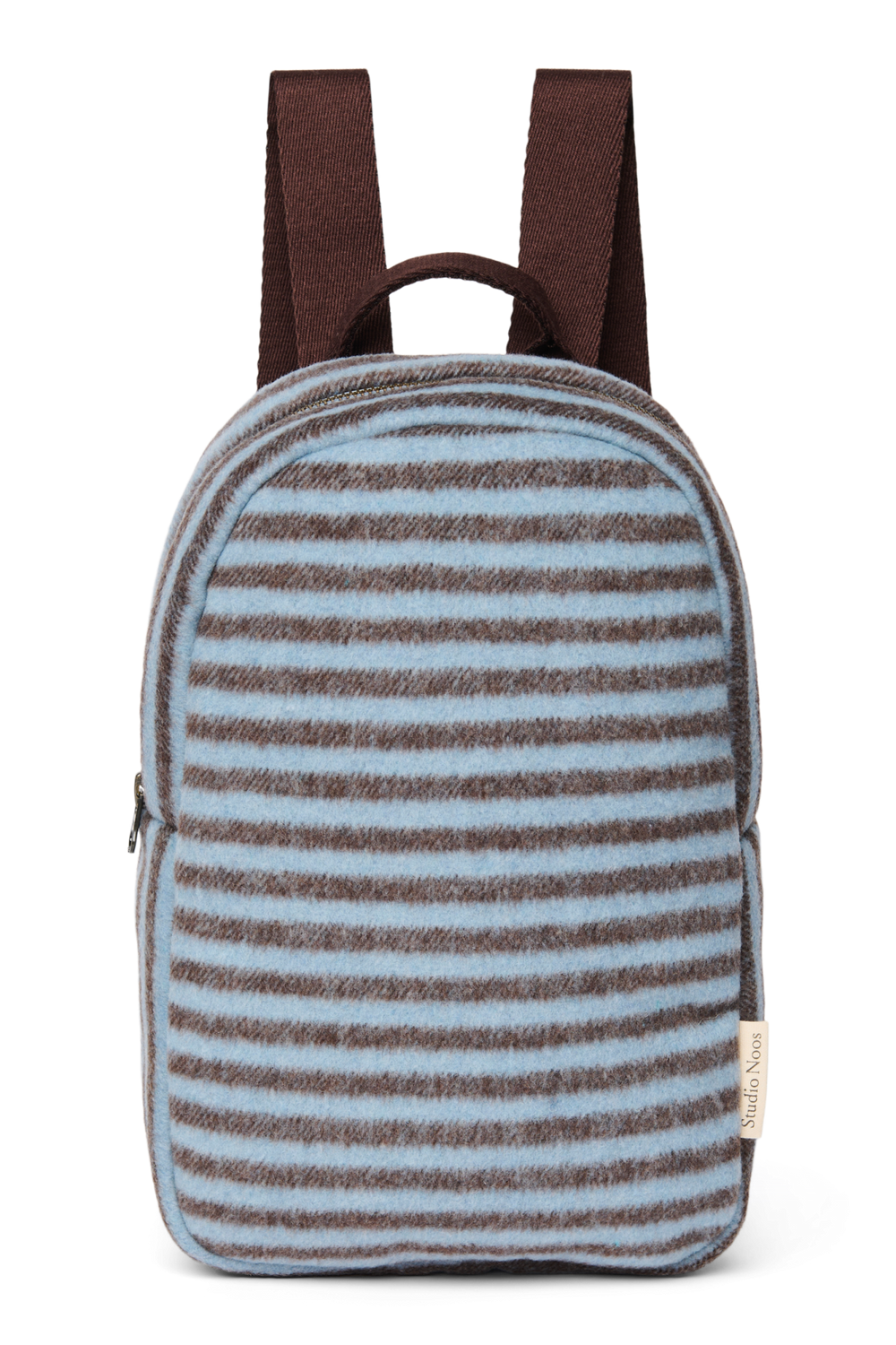 Stripy Wool Mini Backpack | Light Blue / Brown