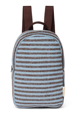 Stripy Wool Mini Backpack | Light Blue / Brown
