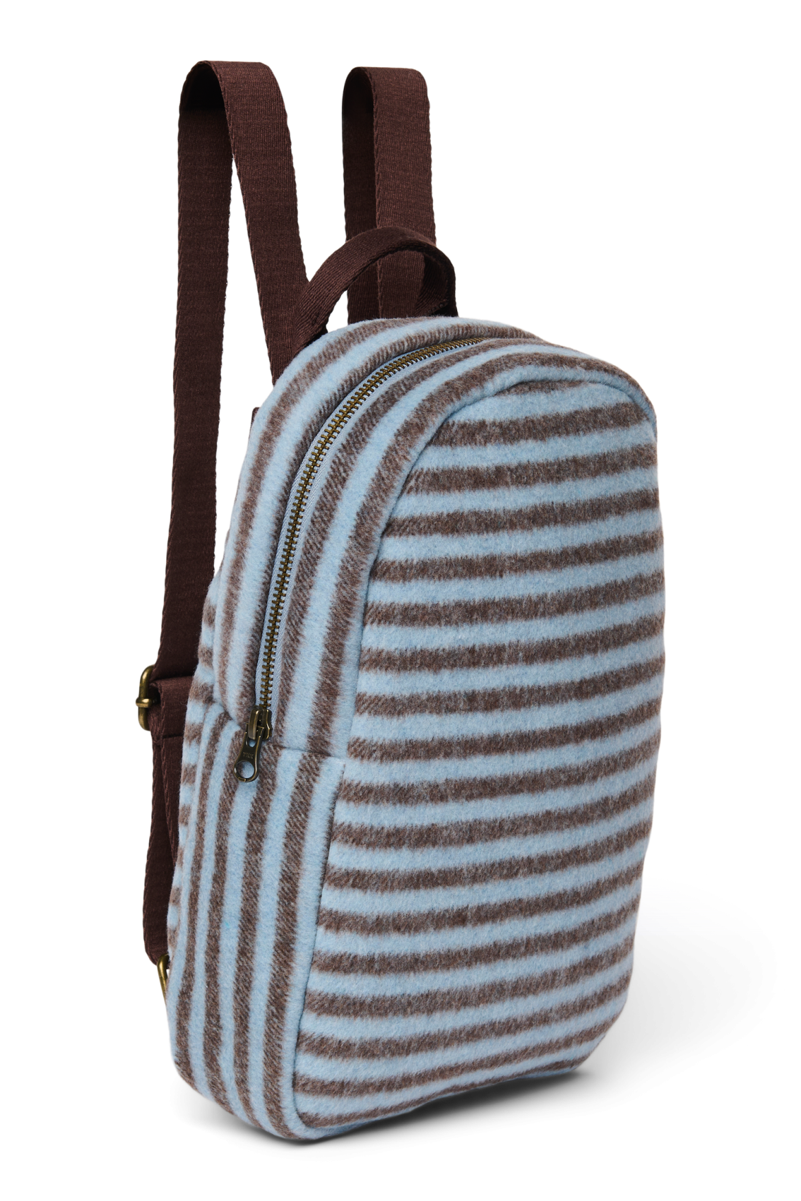 Stripy Wool Mini Backpack | Light Blue / Brown