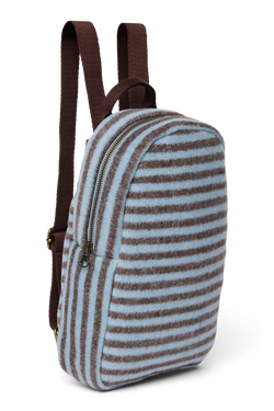 Stripy Wool Mini Backpack | Light Blue / Brown