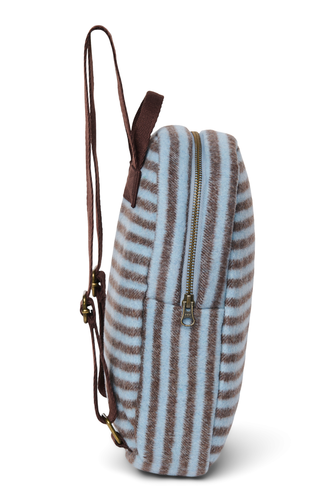Stripy Wool Mini Backpack | Light Blue / Brown