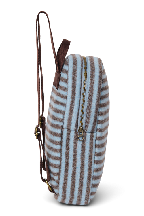 Mini-Rucksack Gestreifte Wolle | Hellblau / Braun
