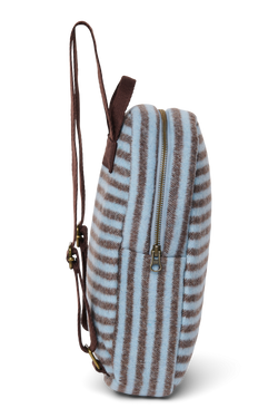 Stripy Wool Mini Backpack | Light Blue / Brown