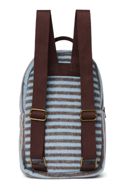 Stripy Wool Mini Backpack | Light Blue / Brown