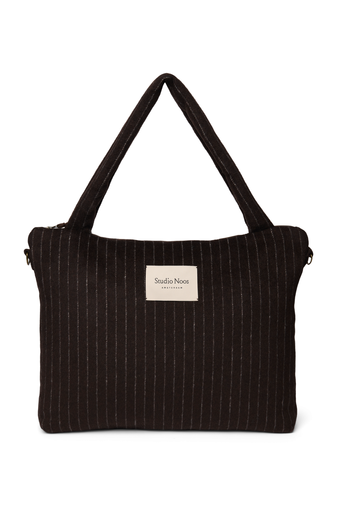 Flannel Chalkstripe Diaper Bag | Brown