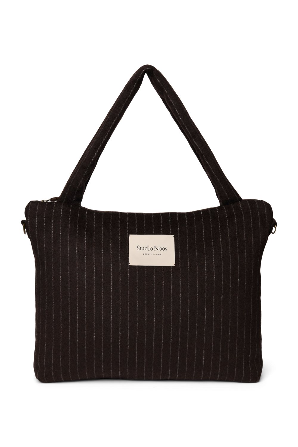 Flannel Chalkstripe Diaper Bag | Brown