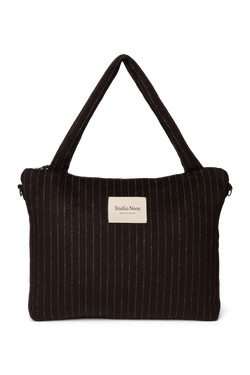 Flannel Chalkstripe Diaper Bag | Brown