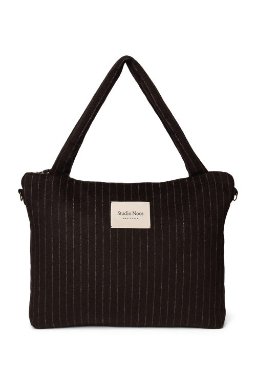 Flannel Chalkstripe Diaper Bag | Brown