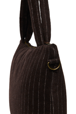 Flannel Chalkstripe Diaper Bag | Brown