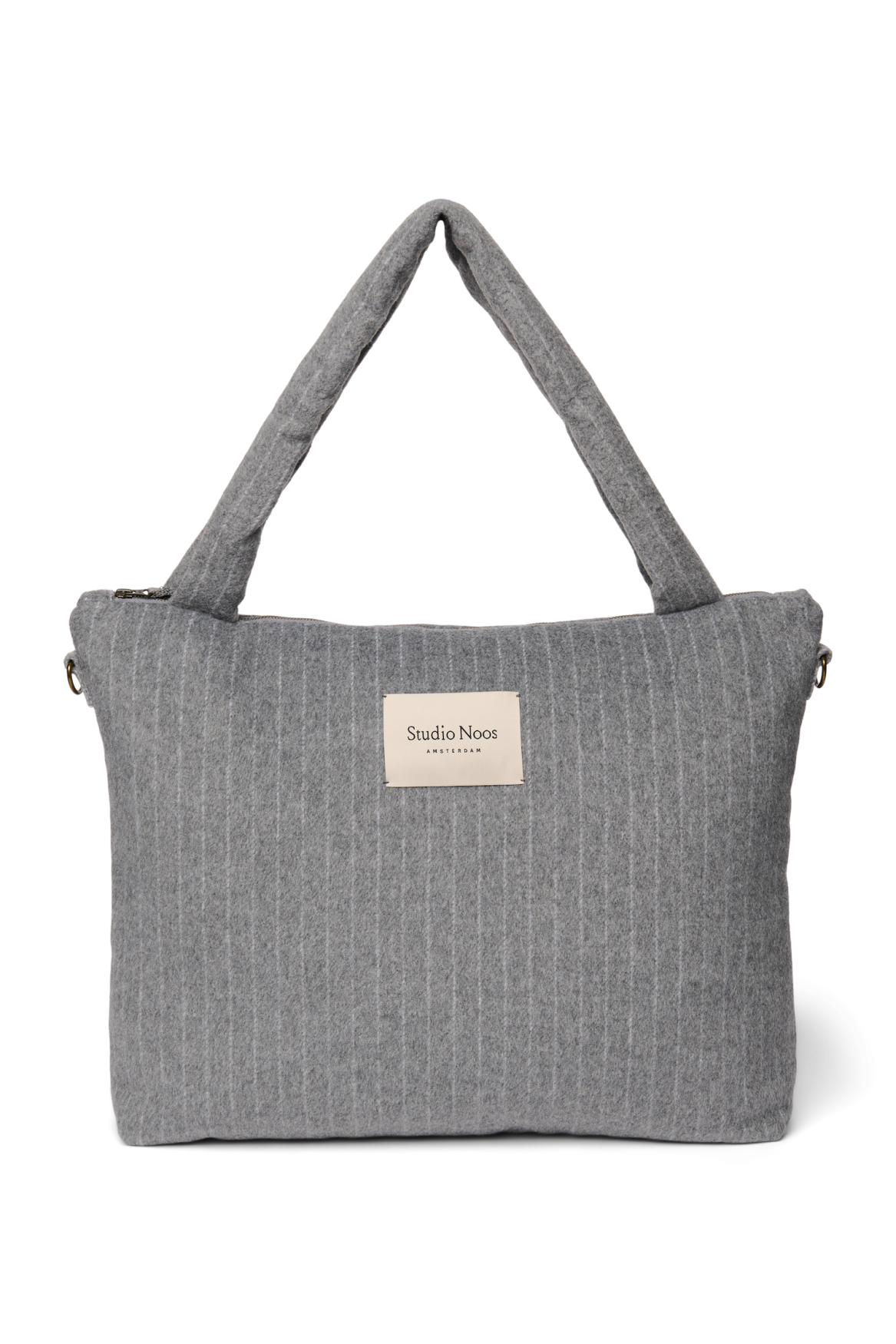 Flannel Chalkstripe Diaper Bag | Light Grey