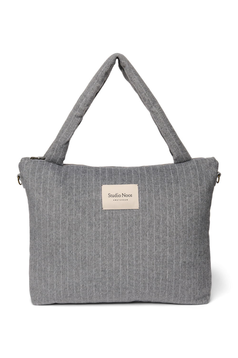 Flannel Chalkstripe Diaper Bag | Light Grey