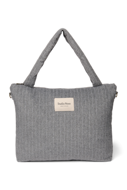 Flannel Chalkstripe Diaper Bag | Light Grey