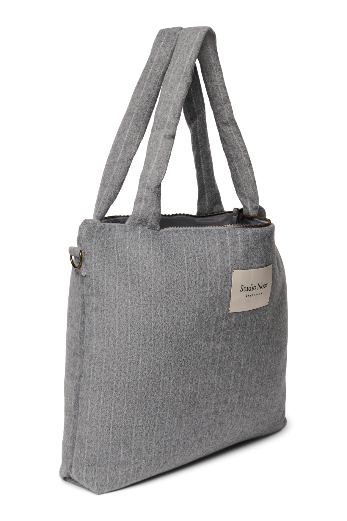 Flannel Chalkstripe Diaper Bag | Light Grey