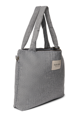 Flannel Chalkstripe Diaper Bag | Light Grey