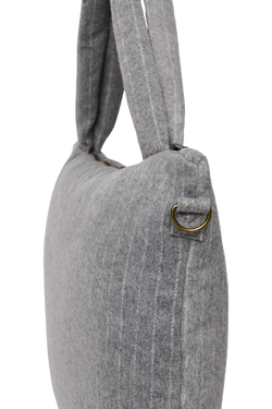 Flannel Chalkstripe Diaper Bag | Light Grey