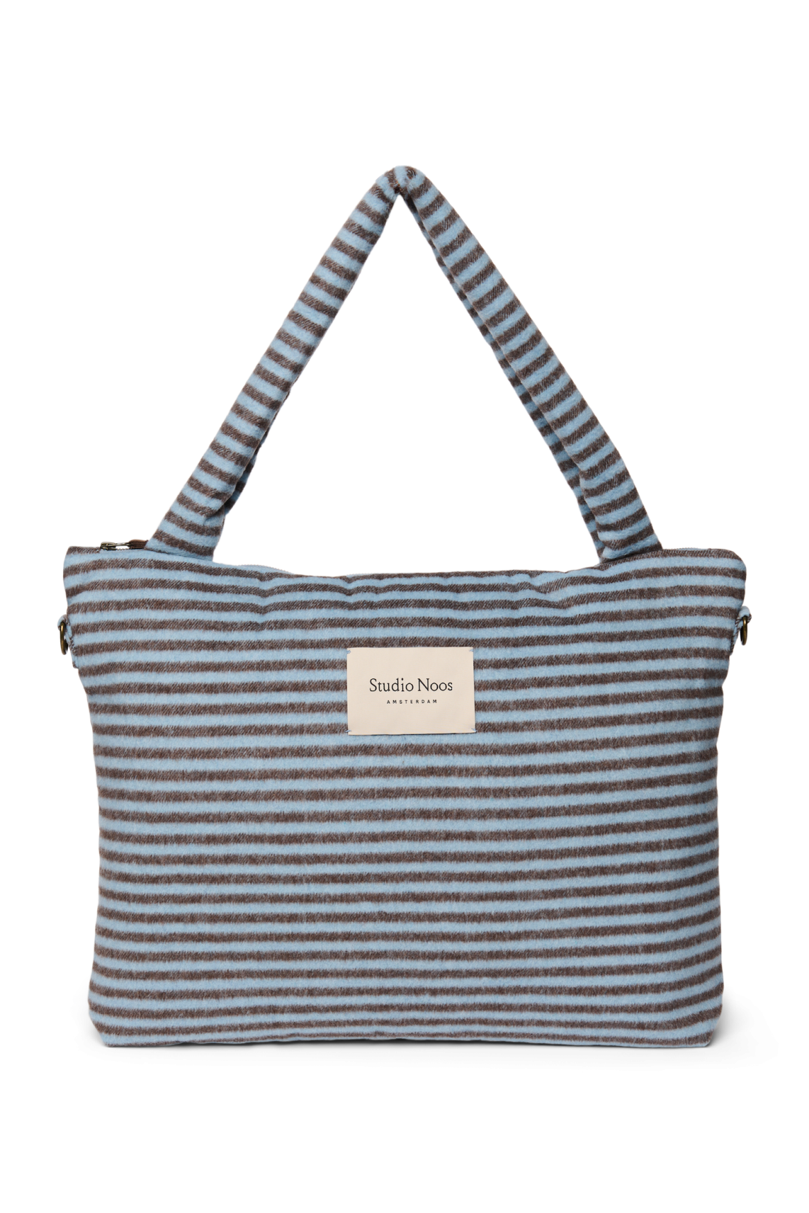 Stripy Wool Diaper Bag | Light Blue / Brown