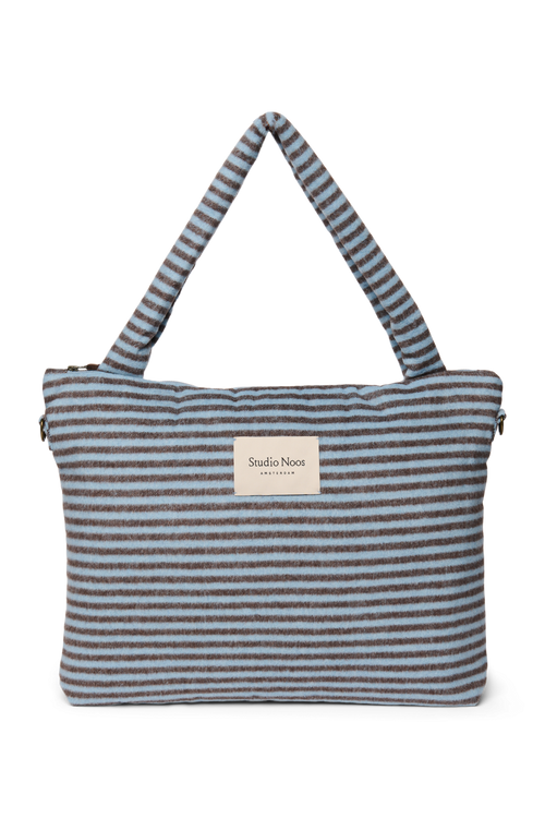 Wickeltasche Gestreifte Wolle | Hellblau / Braun