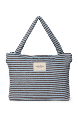 Stripy Wool Diaper Bag | Light Blue / Brown
