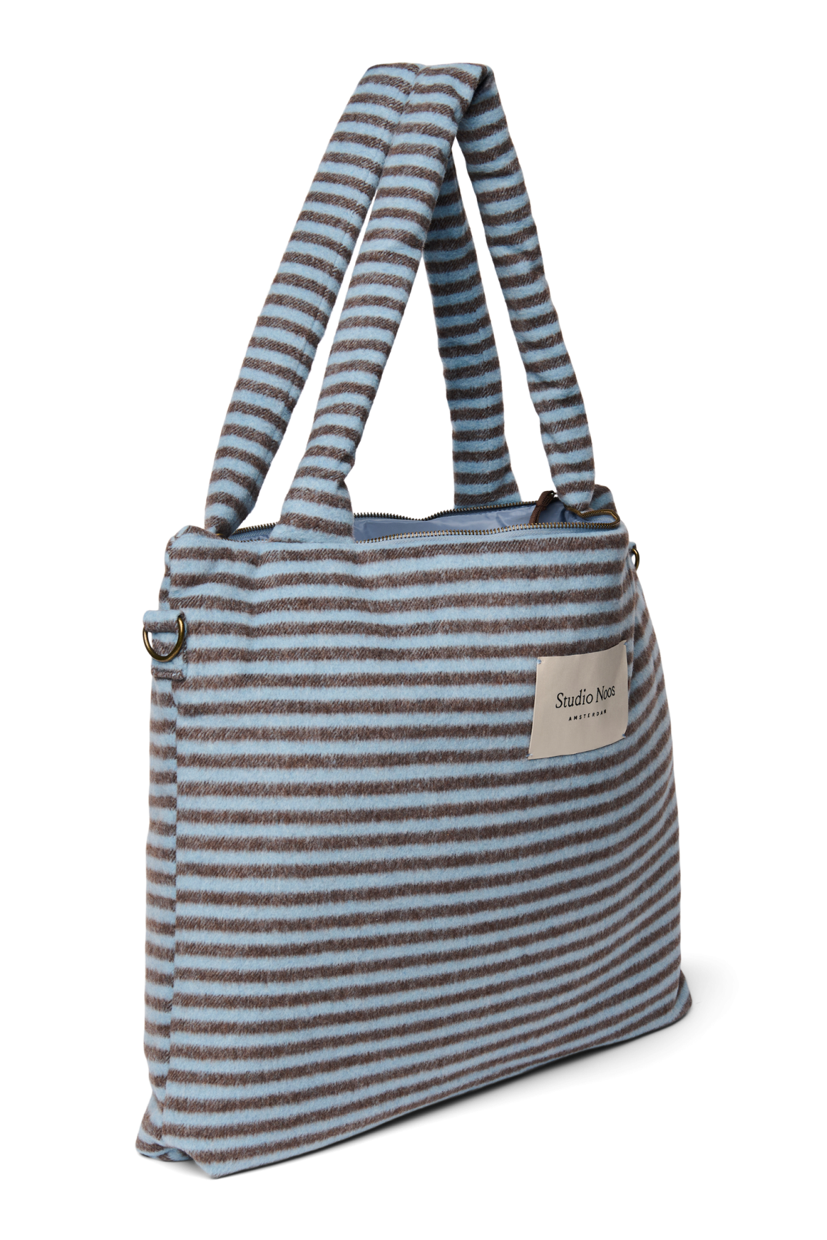 Stripy Wool Diaper Bag | Light Blue / Brown