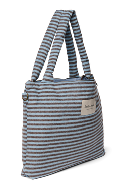 Stripy Wool Diaper Bag | Light Blue / Brown