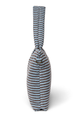 Stripy Wool Diaper Bag | Light Blue / Brown