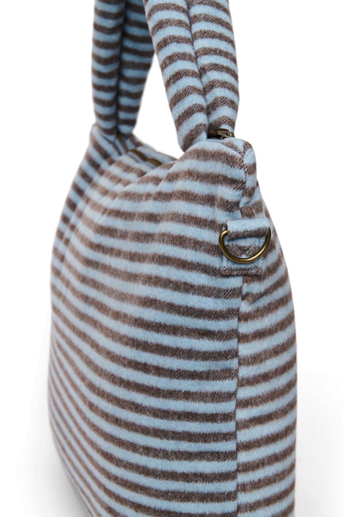 Stripy Wool Diaper Bag | Light Blue / Brown