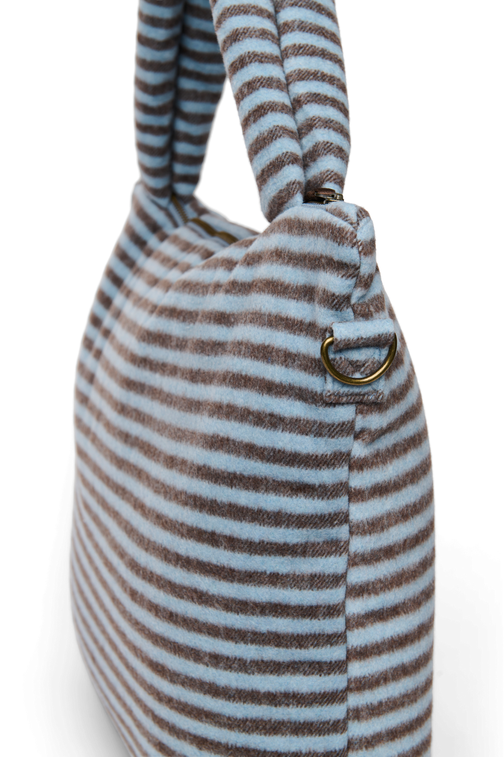 Stripy Wool Diaper Bag | Light Blue / Brown