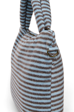 Stripy Wool Diaper Bag | Light Blue / Brown