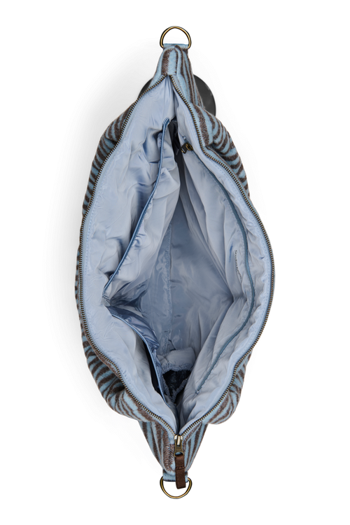 Wickeltasche Gestreifte Wolle | Hellblau / Braun