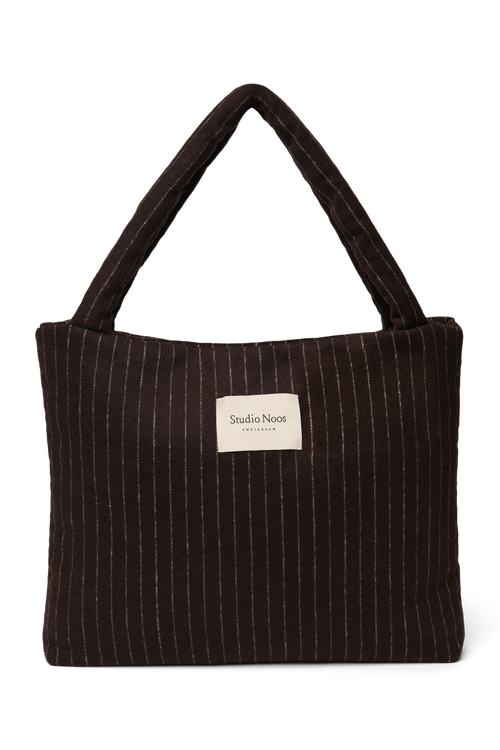 Flannel Chalkstripe Mom Bag | Brown