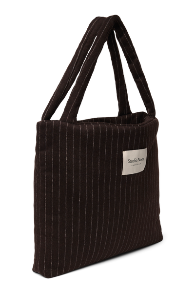 Flannel Chalkstripe Mom Bag | Brown