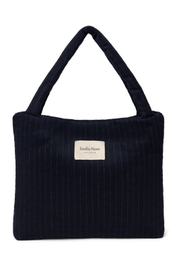 Flannel Chalkstripe Mom Bag | Dark Blue