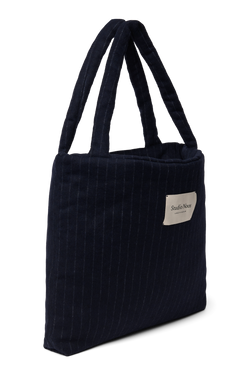 Flannel Chalkstripe Mom Bag | Dark Blue