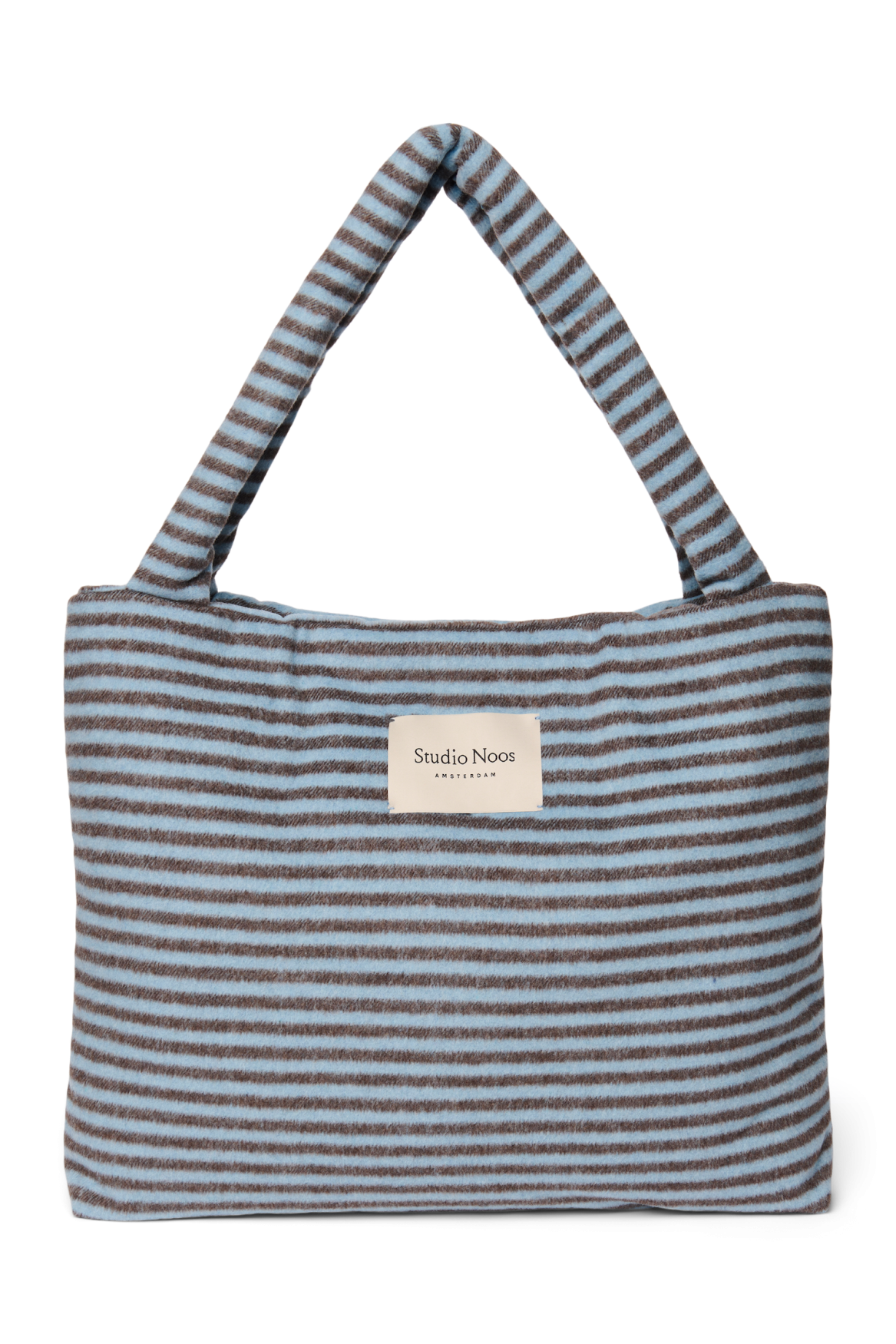 Stripy Wool Mom Bag | Light Blue / Brown