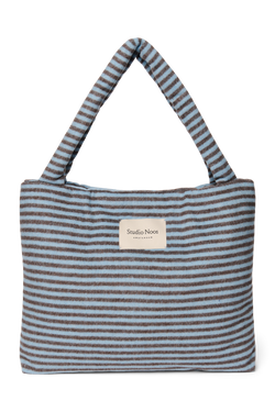 Stripy Wool Mom Bag | Light Blue / Brown