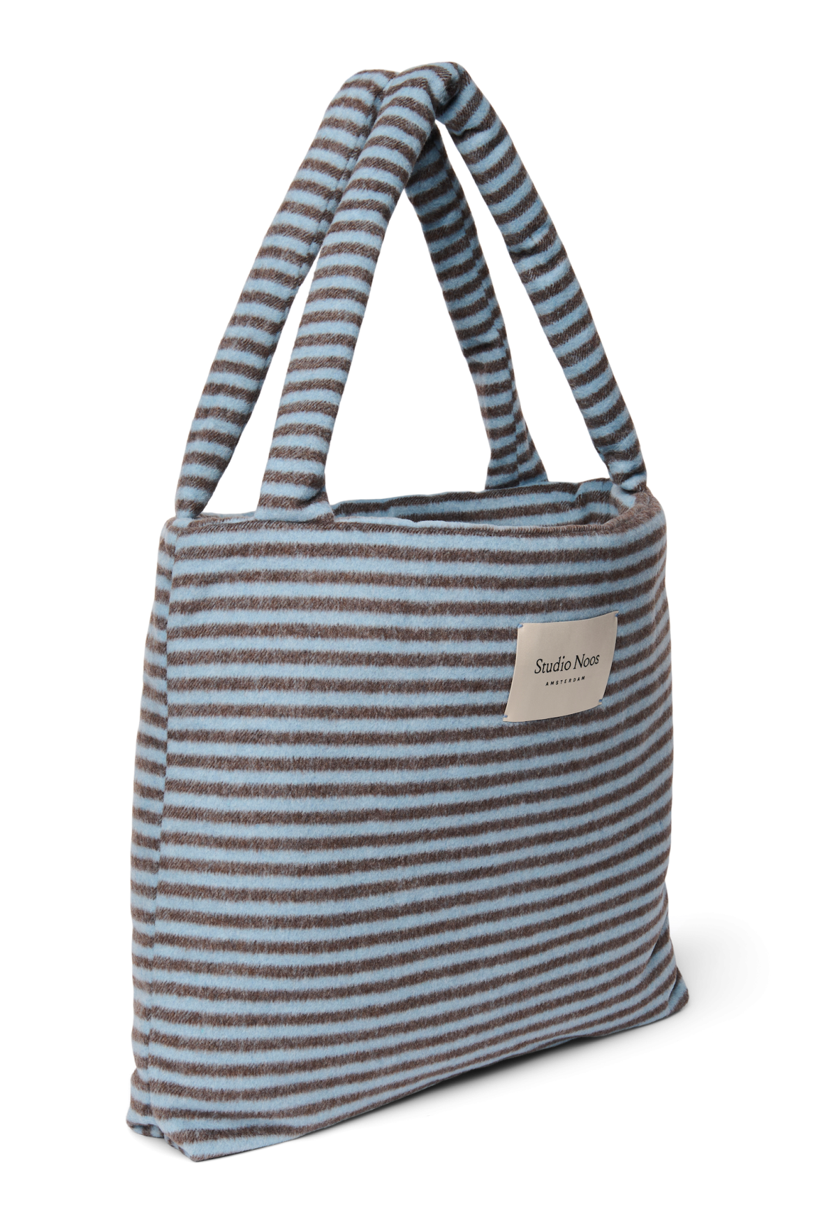 Stripy Wool Mom Bag | Light Blue / Brown