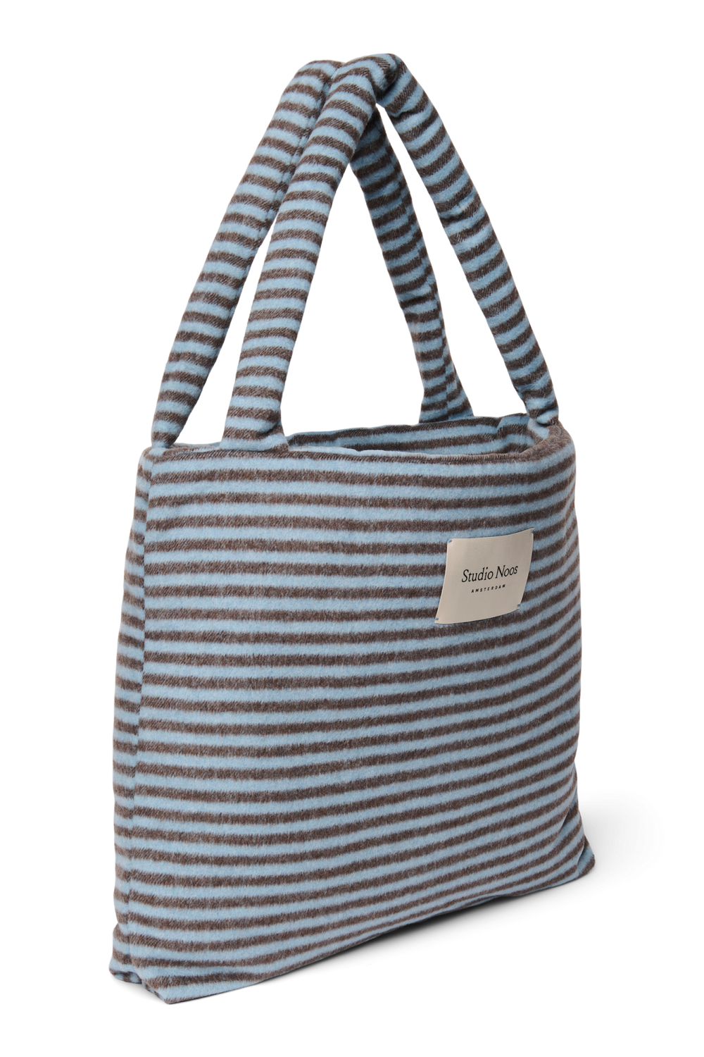 Stripy Wool Mom Bag | Light Blue / Brown